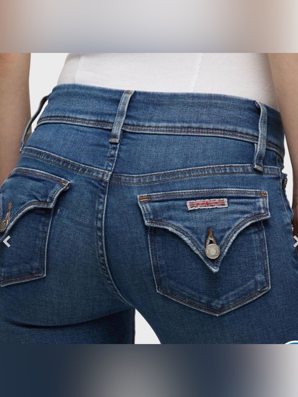 Hudson Jeans Women's Dark Blue Straight Leg Jeans with Contrast Stitching